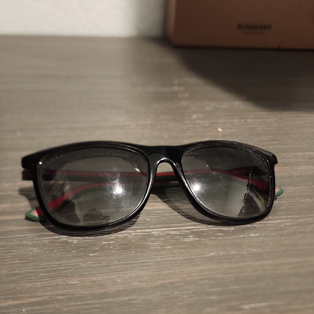 Gucci Black Sunglasses with Red and Green Stripes